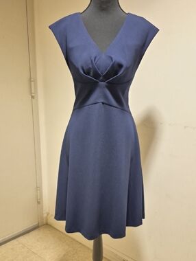 Betsey Johnson Navy V-Neck Fit-&-Flare Midi Dress